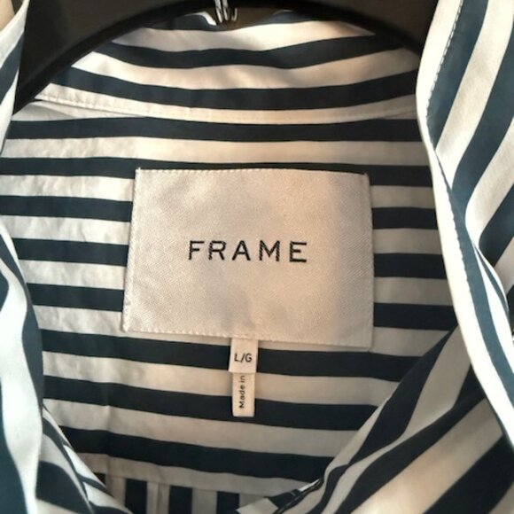 Frame Sheila Striped Shirt Dress Navy & White - Picture 3 of 3